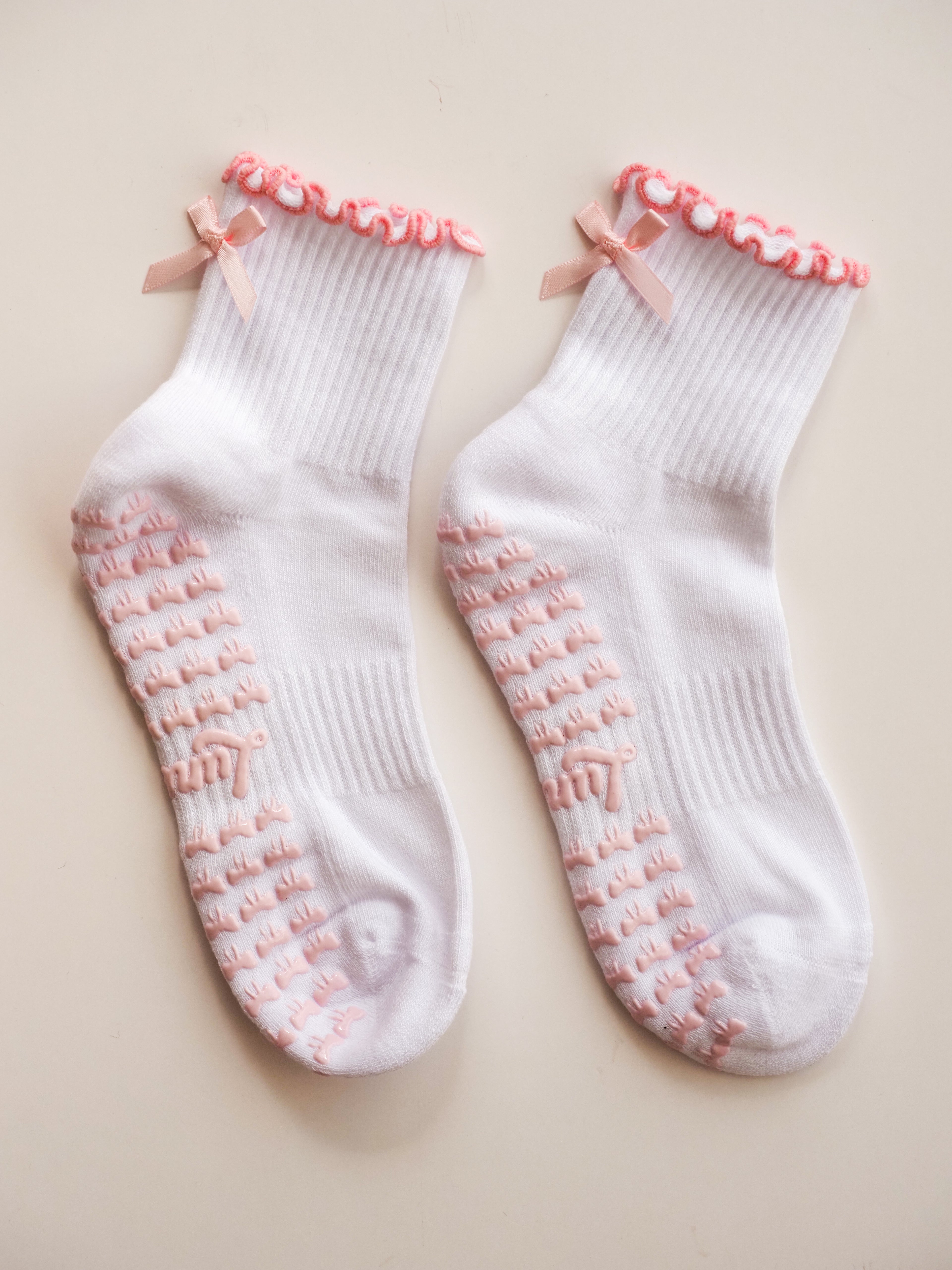 Product shot of Pink Ribbon grip socks