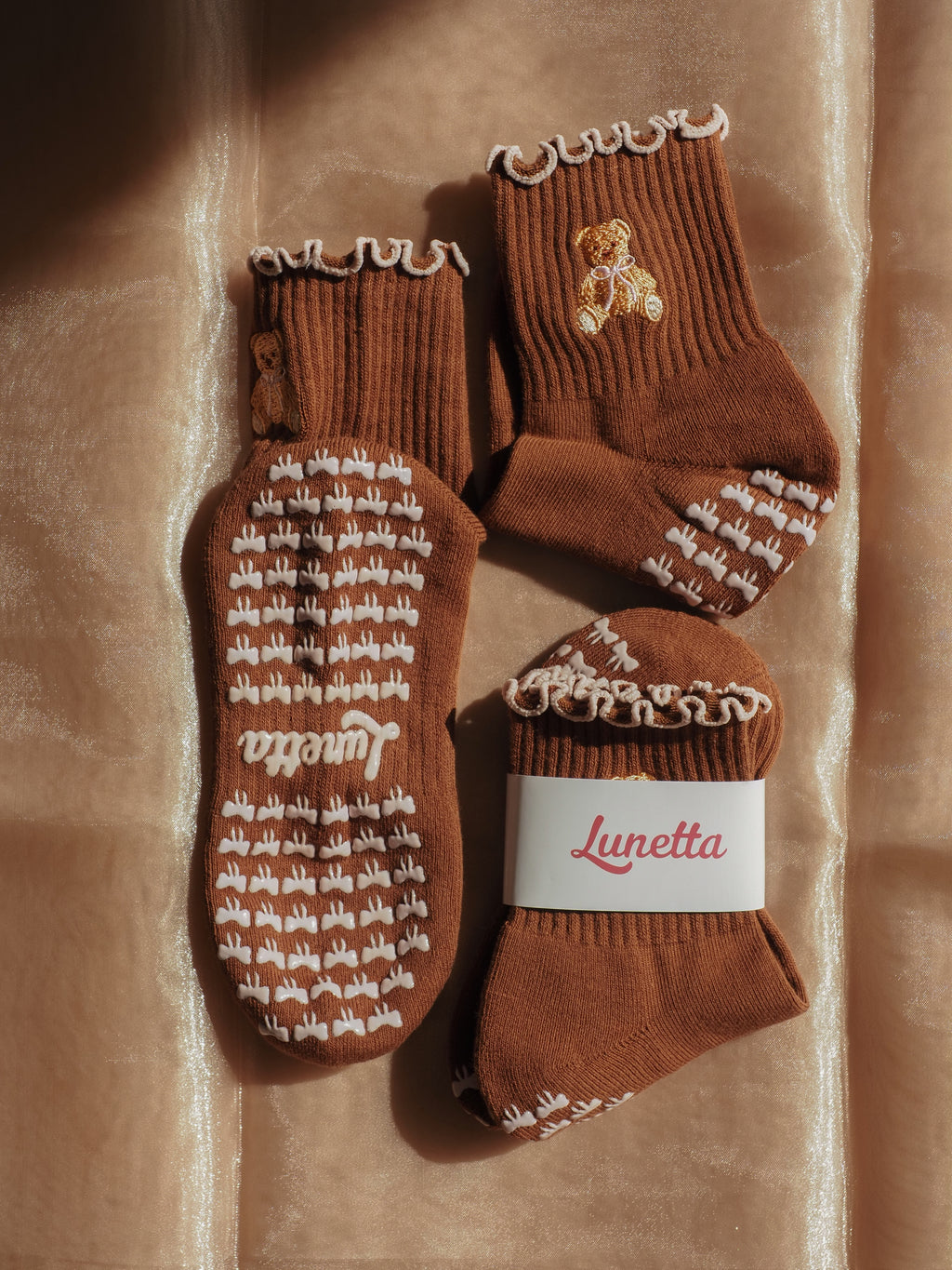 Product shot of Teddy Bear grip socks